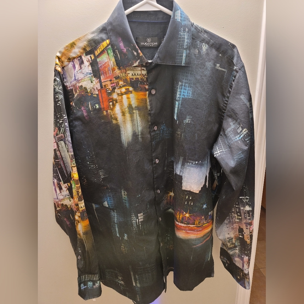 BUGATCHI  mens shirt size L